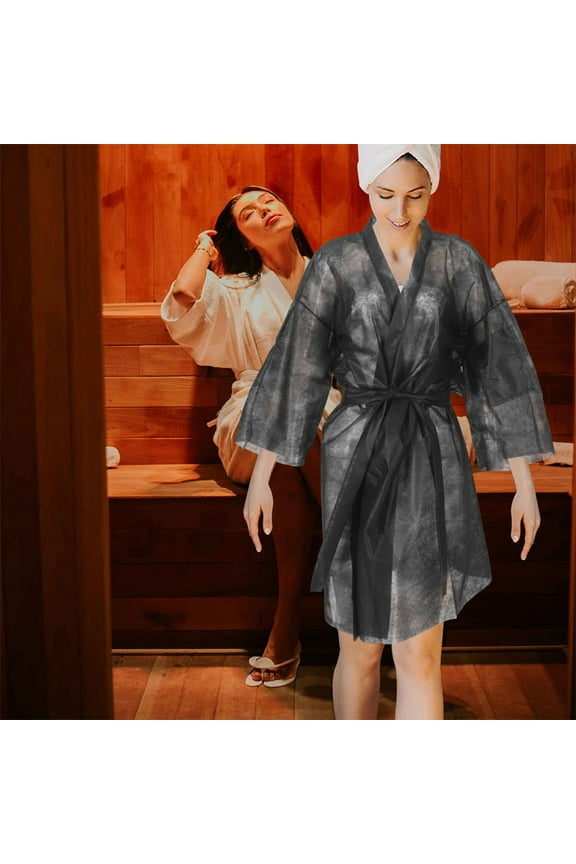 y 5Pcs Black Non-Woven Spa Robes for Multipurpose Use in Salon and Spa Settings