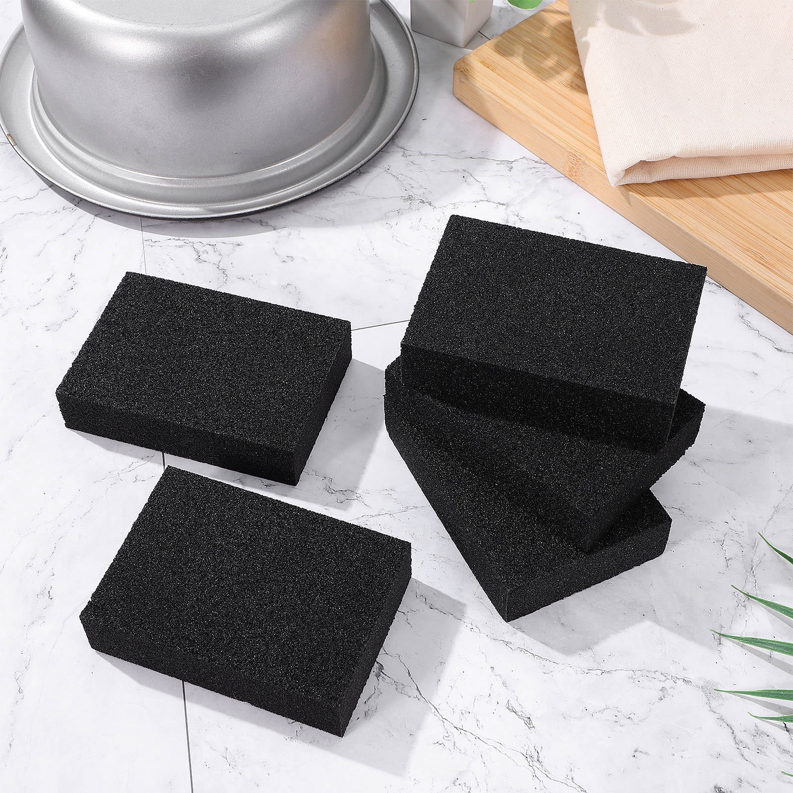 Topbathy 5Pcs Black Reusable Kitchen Sponge Rectangular Stain Removal ...