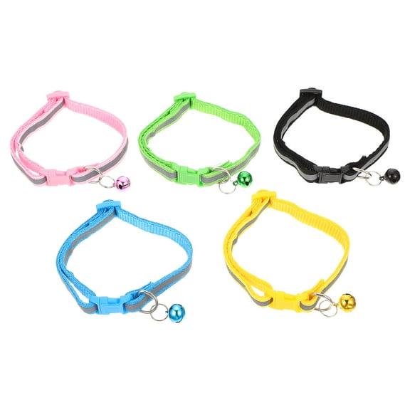 Topbathy Pet Reflective Collar Nylon Yellow Adjustable Everyday Use 5Pcs