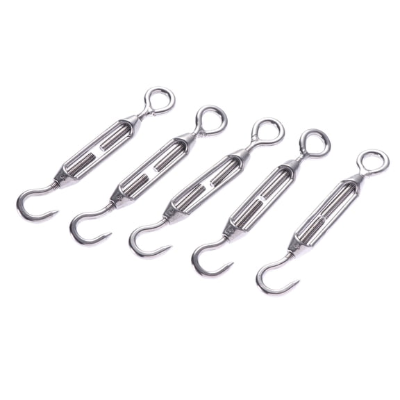 Topbathy Adjustable Rope Buckle Stainless Steel Hook and Eye Turnbuckle 5Pcs