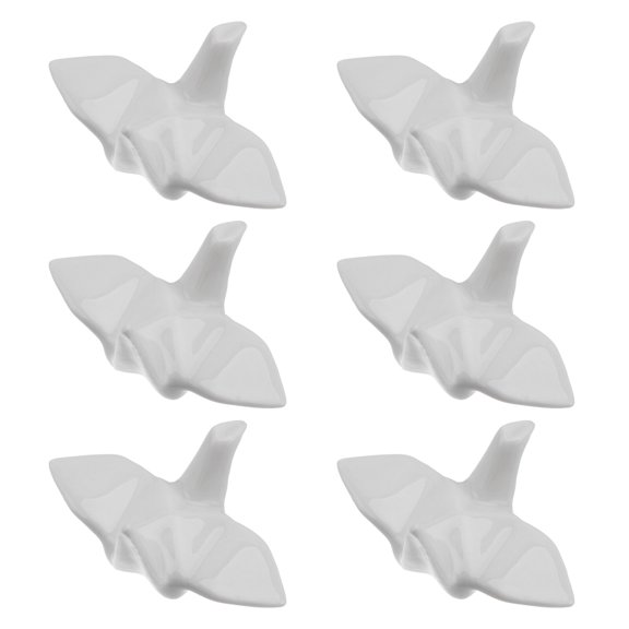 Topbathy 6Pcs Japanese Style Ceramic Chopsticks Holder White Fork and Spoon Rest Rack