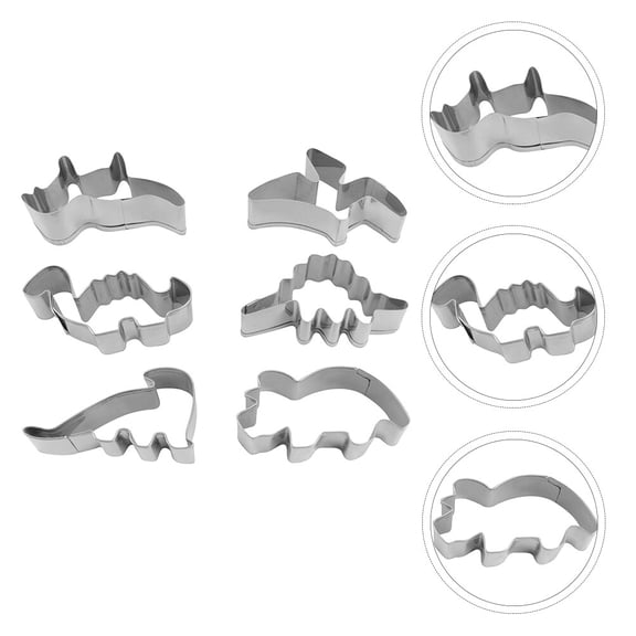Topbathy 6Pcs Stainless Steel Dinosaur Cookie Cutters Baking Set Safe Reusable and Perfect for Home Baking