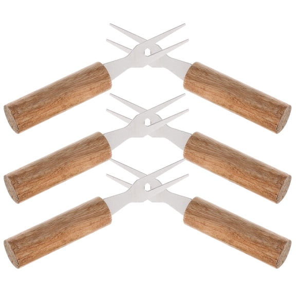 Topbathy 6Pcs Small Bbq Corn Forks Stainless Steel Corn Skewers with Wood Grip for Outdoor Use