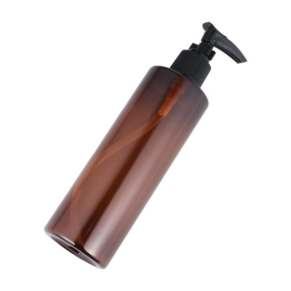 Topbathy 6Pcs Brown Pet Press Pump Bottle Refillable for Shower Gel Shampoo and Lotion