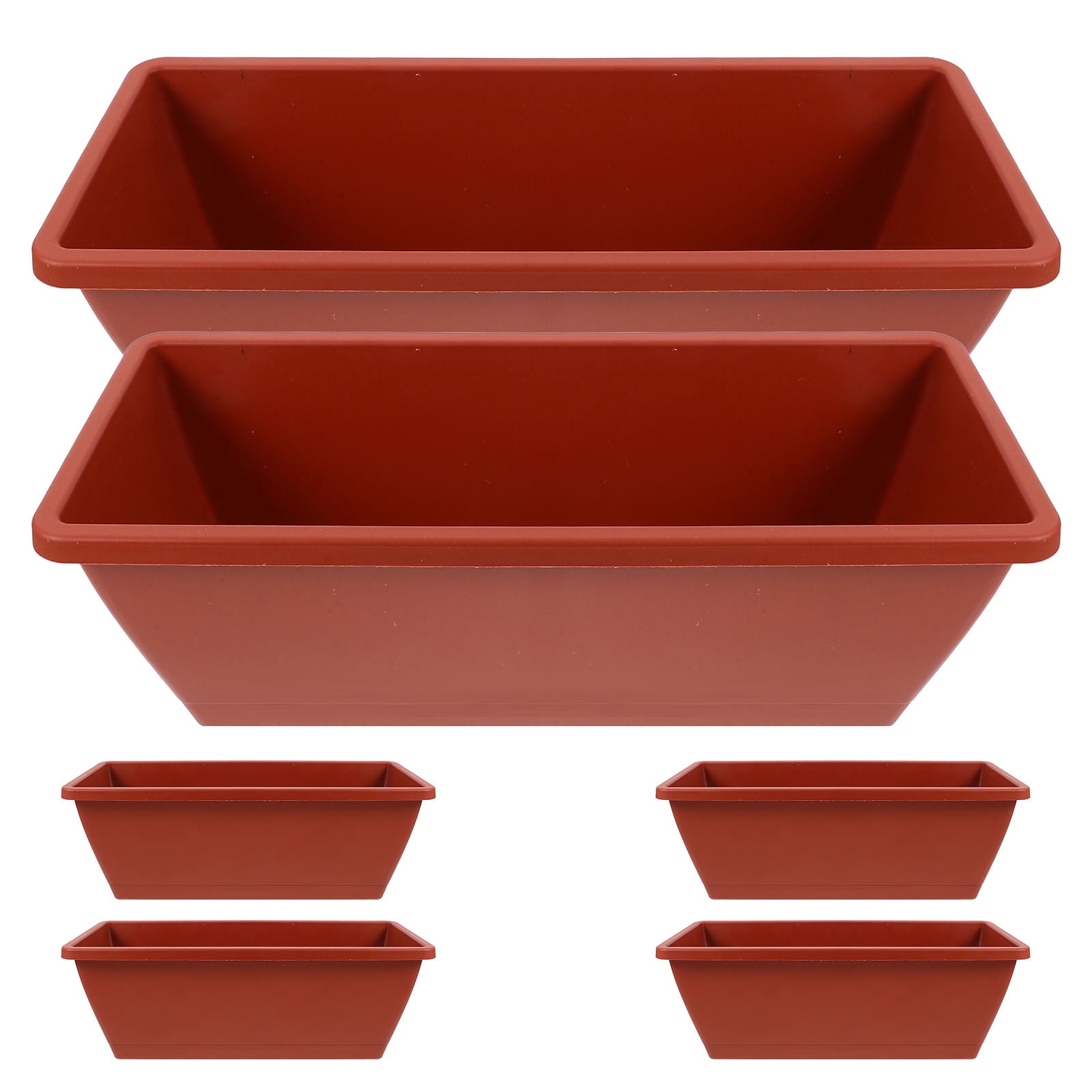Topbathy 6Pcs Dark Red Large Plastic Flower Pots Practical Bonsai Holders with Water Permeability for Home Use