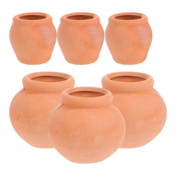 Topbathy 6Pcs Small Flower Pots Brown Clay Pot Container Round for Indoor Use Plants