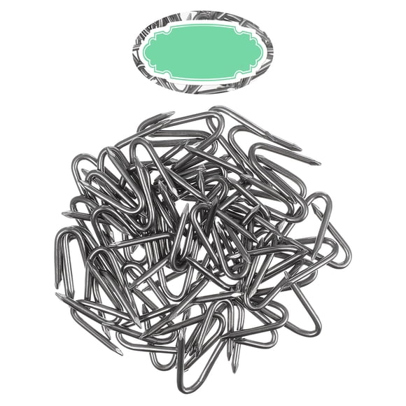 Topbathy 70 Pcs Heavy Duty Staple U Shaped Fasteners Nails Iron Silver Garden Work