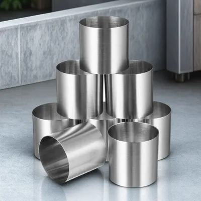 Topbathy Carbon Steel Cake Mold Mousse Rings Stainless Steel Silver 8 Pcs