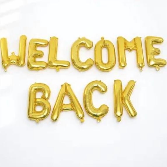 Topbathy 1Set Golden Foil Welcome Home Balloons for School Party and Work Reunion Decor