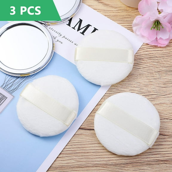 Topbathy Body Dusting Powder Puff for Makeup White 3 Pcs Suitable for Adults