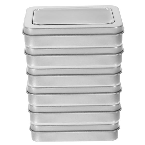 Topbathy 6Pcs Card Storage Box Rectangular Iron Silver for Gamers and Collectors at Home Use