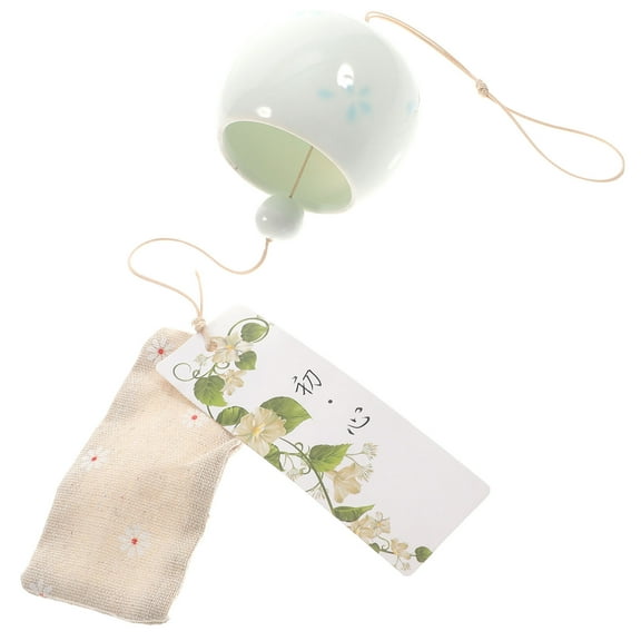 Topbathy 1Pack Japanese Wind Chime Bell Blue Ceramic Wind Bell Hanging Decoration