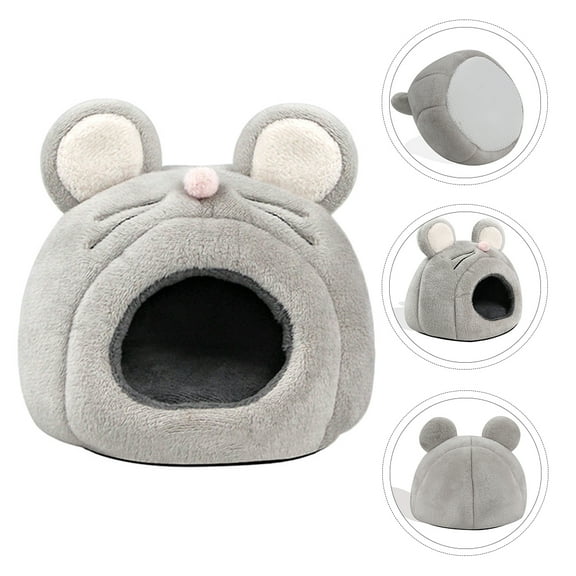 Topbathy Soft Grey Hamster Plush House Cozy Nest Bed for Guinea Pigs and Small Pets