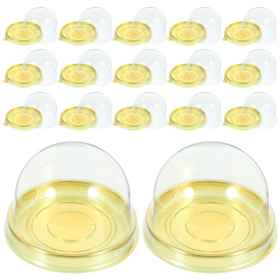 Topbathy Golden PP Pet Egg Yolk Puff Packaging Box for Moon Cakes and Cupcakes 50Pcs