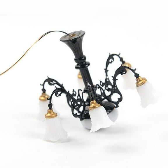 Topbathy Decorative Lighting Miniature Dollhouse Light Chandelier Style Warm White Light 1Pcs