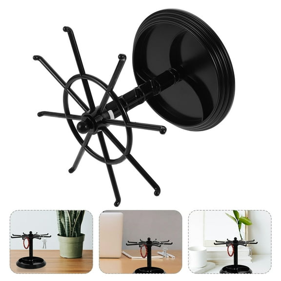 Topbathy Rotating Jewelry Organizer Display Stand Black 1 Pcs for Keychains and Small Accessories