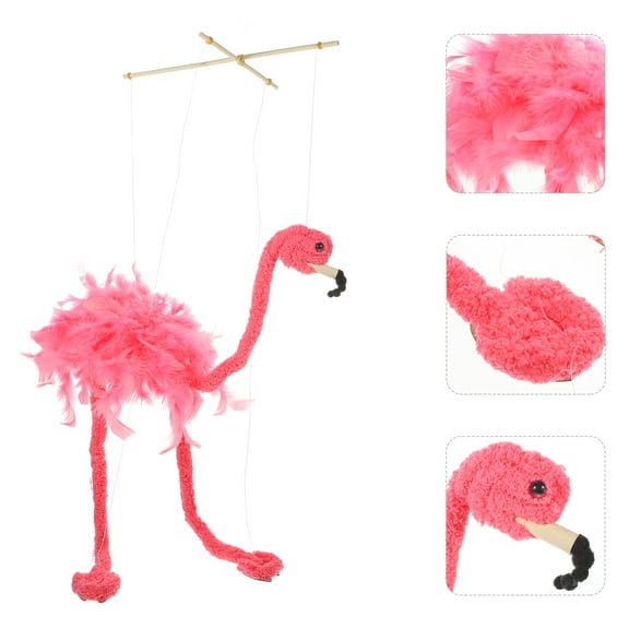 Topbathy Flamingo Puppet Plush Flamingo Marionettes With Strings Parent-Child Interactive Animal Puppet