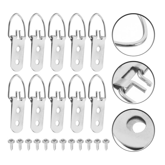 Topbathy 12Pcs Plated Silver Heavy Duty Picture Hanging Brackets with Screws for Reliable Frame Mounting