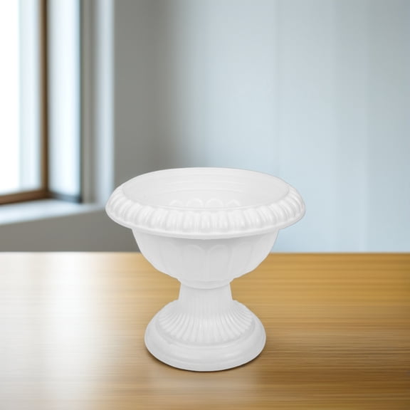 Topbathy European Style Flower Pots, White Plastic, Roman Design, Decorative Plant Holder for Home 4Pcs