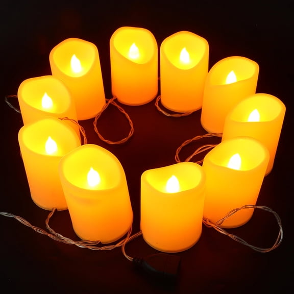 Topbathy Glitter LED Candle ng Lights Light Yellow USB Powered for Wedding Decor