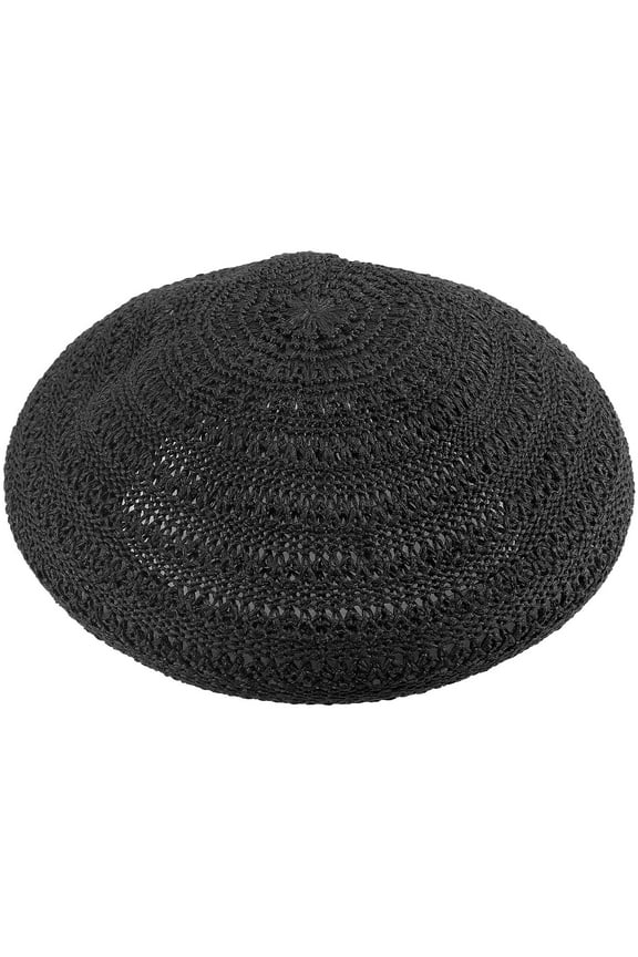 y Kids Crochet Beret Hats 2pcs Bohemian Straw Woven Classic French Artist Caps Women's Black Beret