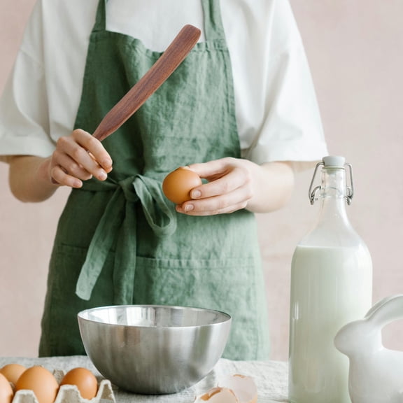 Topbathy Long Handle Wooden Cooking ula Non Stick Kitchen Turner with Elegant Brown Wood Design