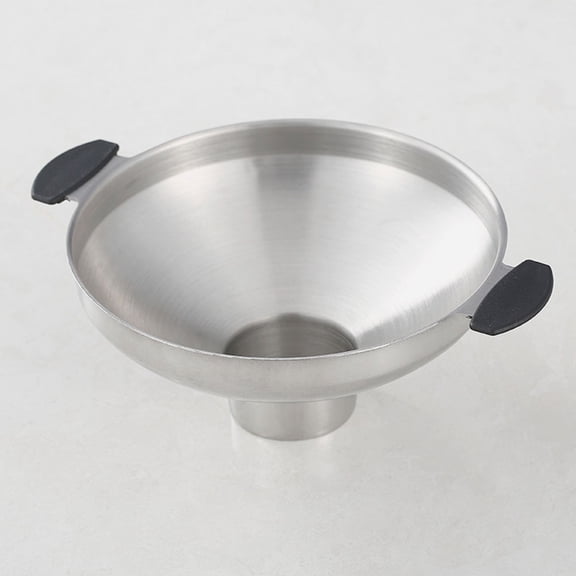 Topbathy Wide Mouth Stainless Steel Funnel with Handles for Kitchen Transferring Funnel for Oil Juice and Spices