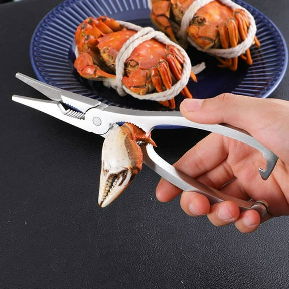 Topbathy Crab Eating Tools Crab Lobster Scissors Silver 1Set