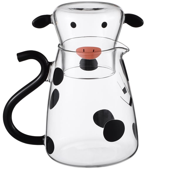Topbathy Creative Cow Shaped Glass Kettle with Cup Clear and Strong for Home Use