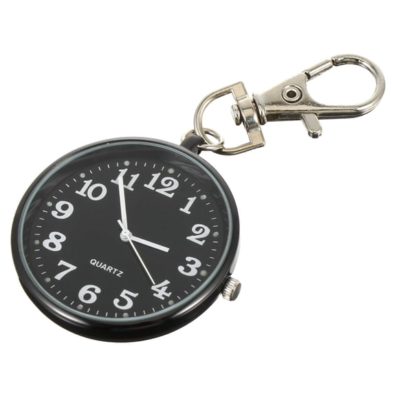Topbathy Vintage Black Alloy Pocket Watch Keychain Pendant for Decoration Chic Retro Key Accessory
