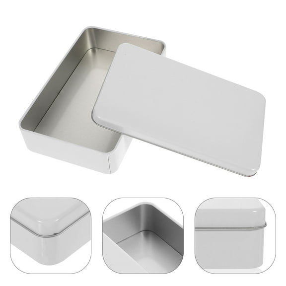 Topbathy Party Candy Tin Box Sweets Storage Case Tinplate White Storage 1Set for Easter