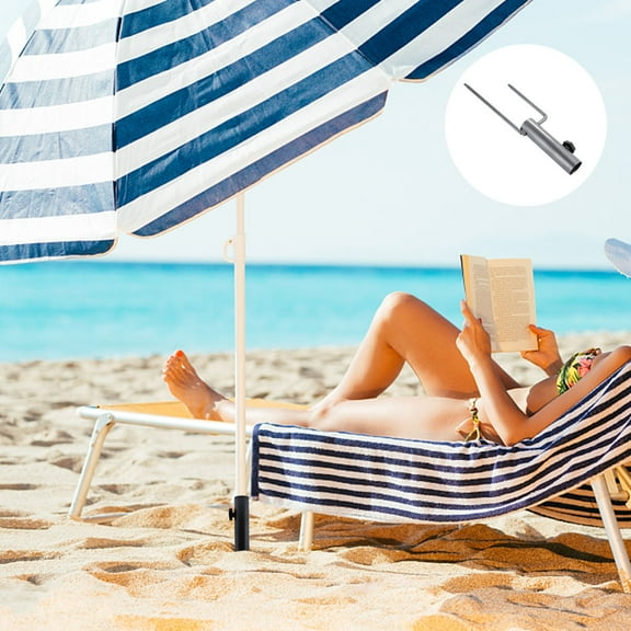 Topbathy Black Beach Umbrella Anchor Stand for 28 to 35Mm Pole Outdoor Sand and Grass