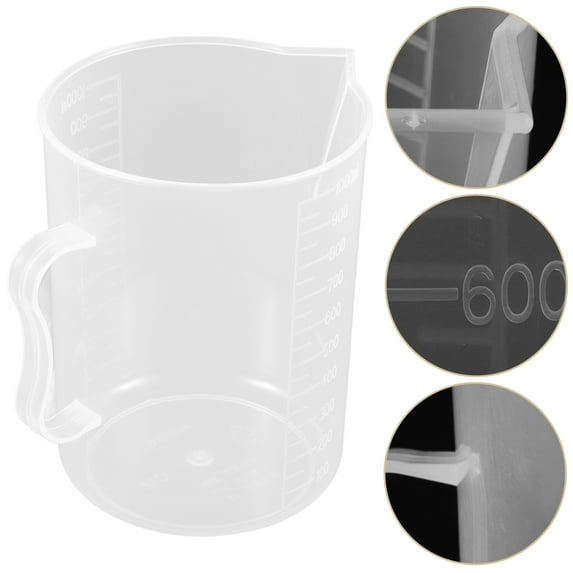 Topbathy White Plastic Fuel Measuring Cup with Handle for Accurate Oil Level Measurement