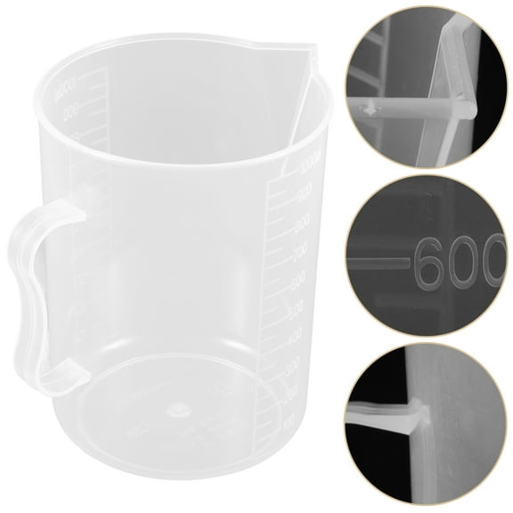 Topbathy White Plastic Fuel Measuring Cup with Handle for Accurate Oil Level Measurement