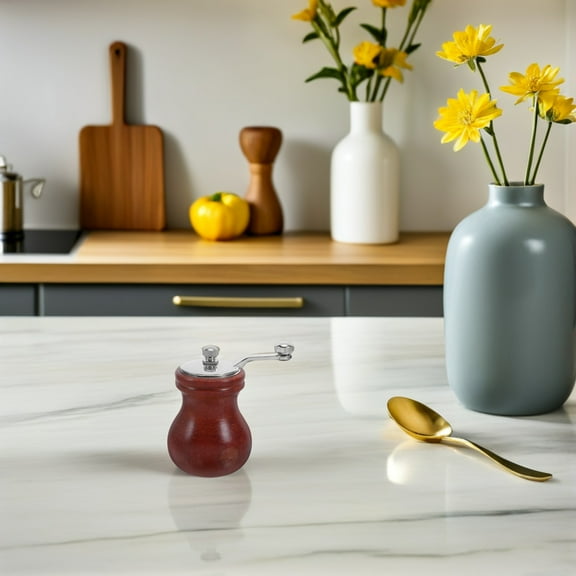 Topbathy Portable Hand Crank Bean Mill Vintage Manual Coffee Grinder for Dining Light Brown 1Set