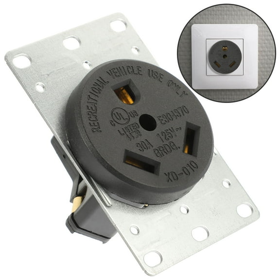 Topbathy Flush Mount 30 Amp Rv Power Receptacle with Straight Blades