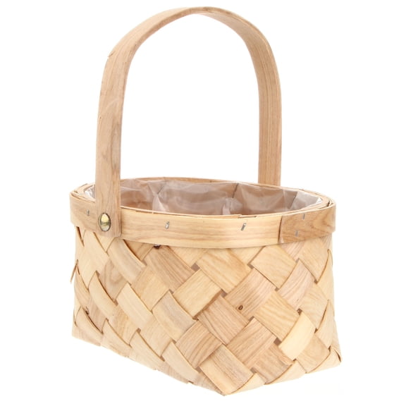 Topbathy Wicker Basket with Handles for Carrying Wood Storage Adults Restaurant Use 1Set