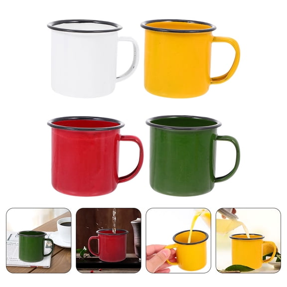 Topbathy Small Enamel Cups Enamel Vintage Friends Drinking Water 4 Pcs