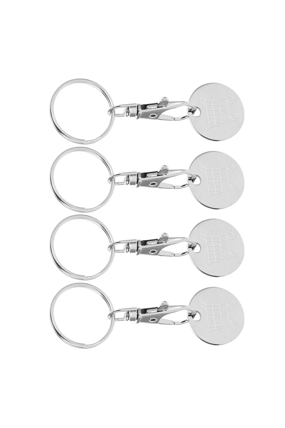 y 4Pcs Stainless Steel Shopping Cart Token Keyring Ornament for Practical Key Decoration
