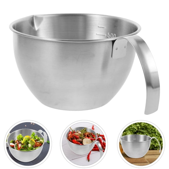 Topbathy Stainless Steel Mixing Bowls: Nesting Bowls With Handle And Pour Spout For Baking Cooking - 600ml/21.16oz