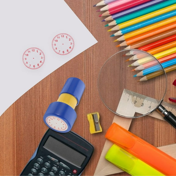 Topbathy Teaching Clock Stamp with Pre Ink for Classroom Use and Time Concept Reinforcement