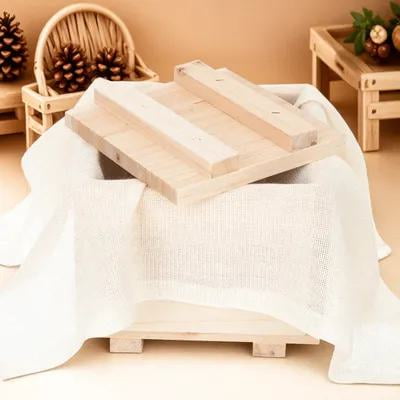 Topbathy Tofu Strainer Mold Beige Wood Tofu Making Tool 1Set