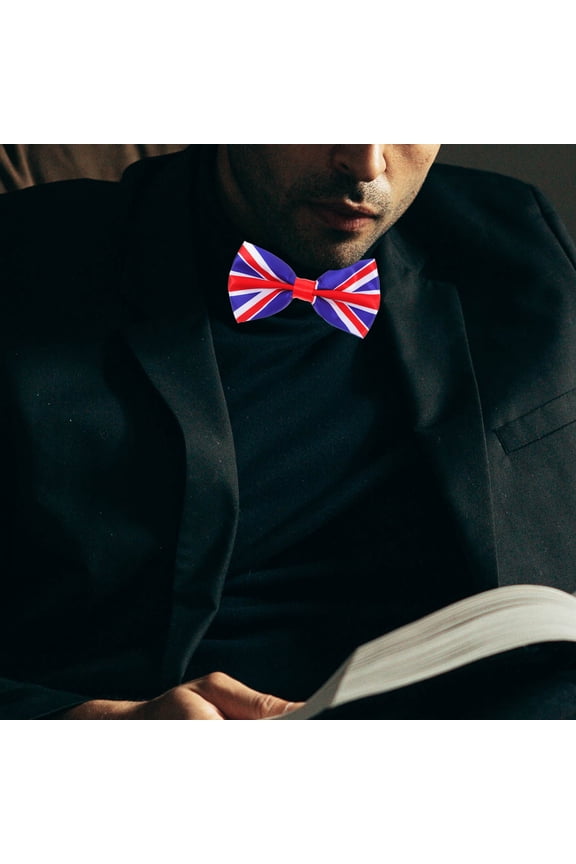 y Men Suit Uk Flag Printed Bow Tie Multi Color Novelty Patriotic Neckwear