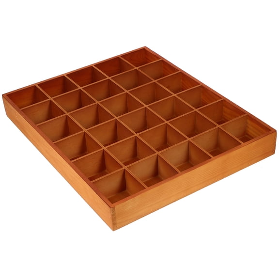 Topbathy Wooden Compartment Tray for Socks and Accessories Storage Organizer with 30 Compartments in Brown