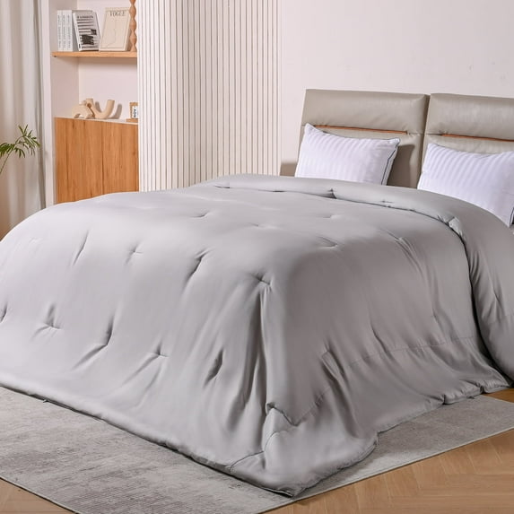 Topblan 120"x132" All Season Oversized King Comforter Down Alternative Comforter, Lightweight Bedding Comforter Duvet Insert with 8 Corner Tabs, Gray