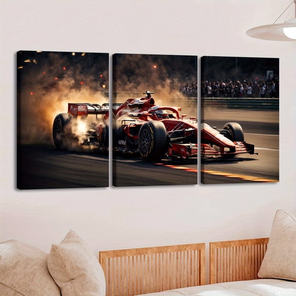 Topbout Art 3pcs Wooden Framed Canvas, Modern Formula Racing Dynamic Poster, Fantasy Decorations, Frame Painting,