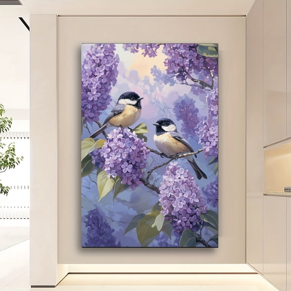 Topbout Art Chickadee & Lilac Blooms Canvas Wall Art - Affordable Stylish Garden Home Decor