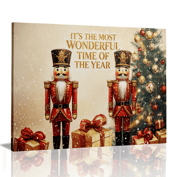 Topbout Art Christmas Nutcracker Soldier Tree Country Farmhouse Canvas Wall Art Gallery Wrapped for Living Room 12x 8 inch