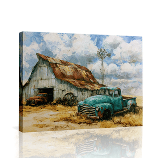 Topbout Art Country Farmhouse Rustic Country Shed Canvas Art Gallery Wrapped - Entryway 12*8 inch
