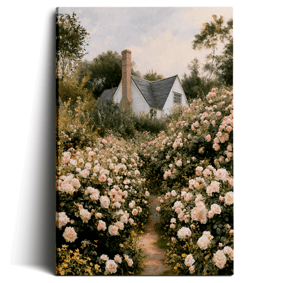 Topbout Art Rustic Farmhouse Blooming Rose Haven Canvas Wall Art Hallway Sunroom Gallery Wrapped 12x 8 inch